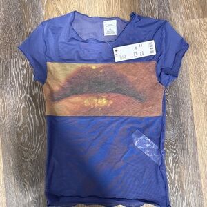 NWT Urban Outfitters sheer-Purple Graphic Lip Print Tee size small